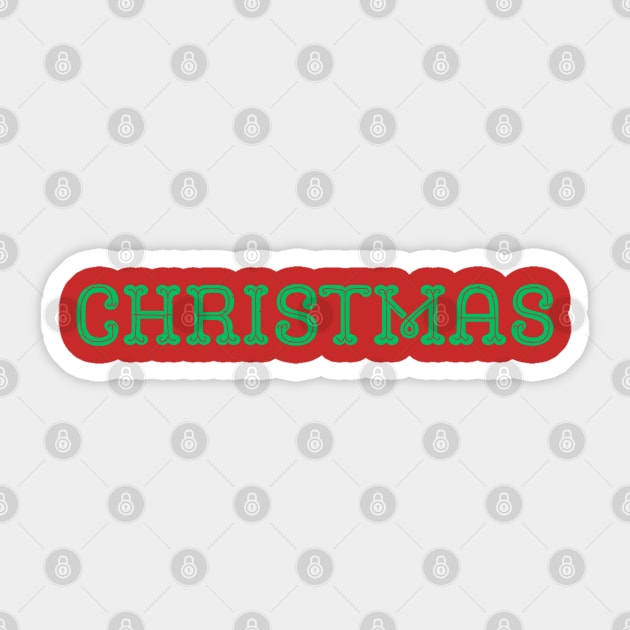 Green CHRISTMAS Lettering on Black Minimal Festive Holiday Aesthetic Sticker by Creatifly Graphic Tees